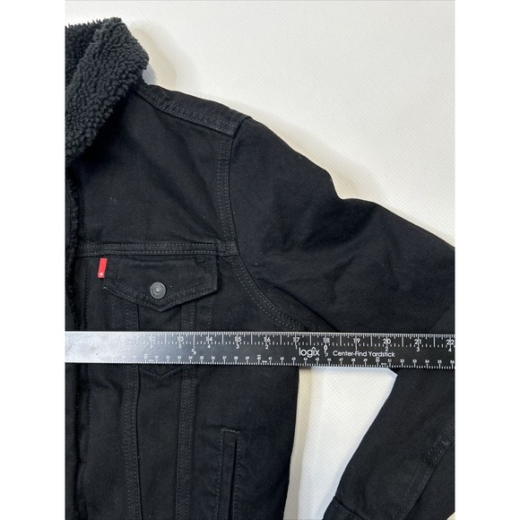 Levi's Sherpa Lined Trucker Jacket Forever Black XS Extra Small Womens Snap - Picture 7 of 11